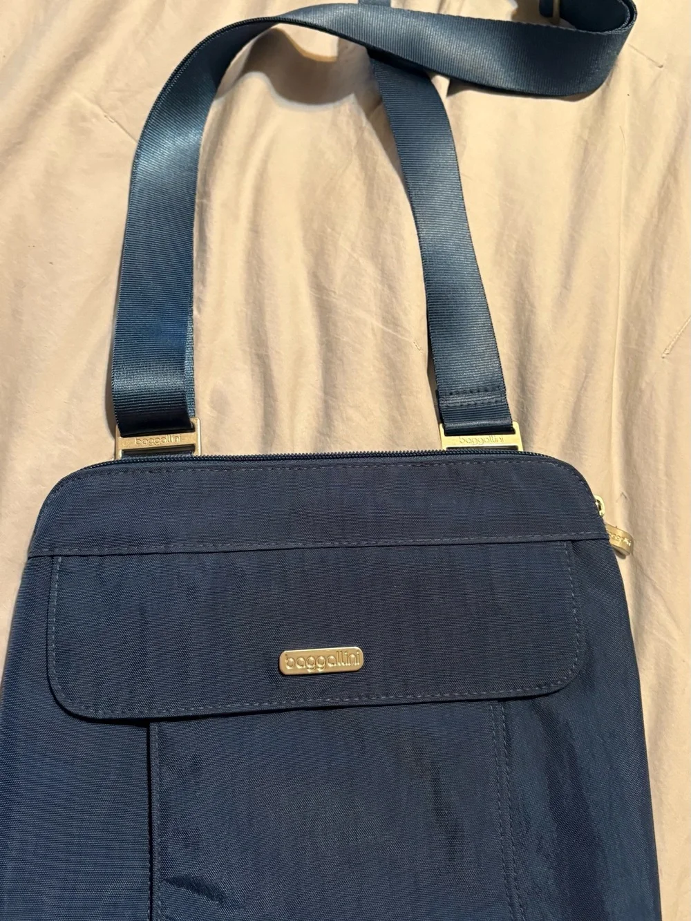 Baggallini Navy Blue Crossbody with Gold Hardware